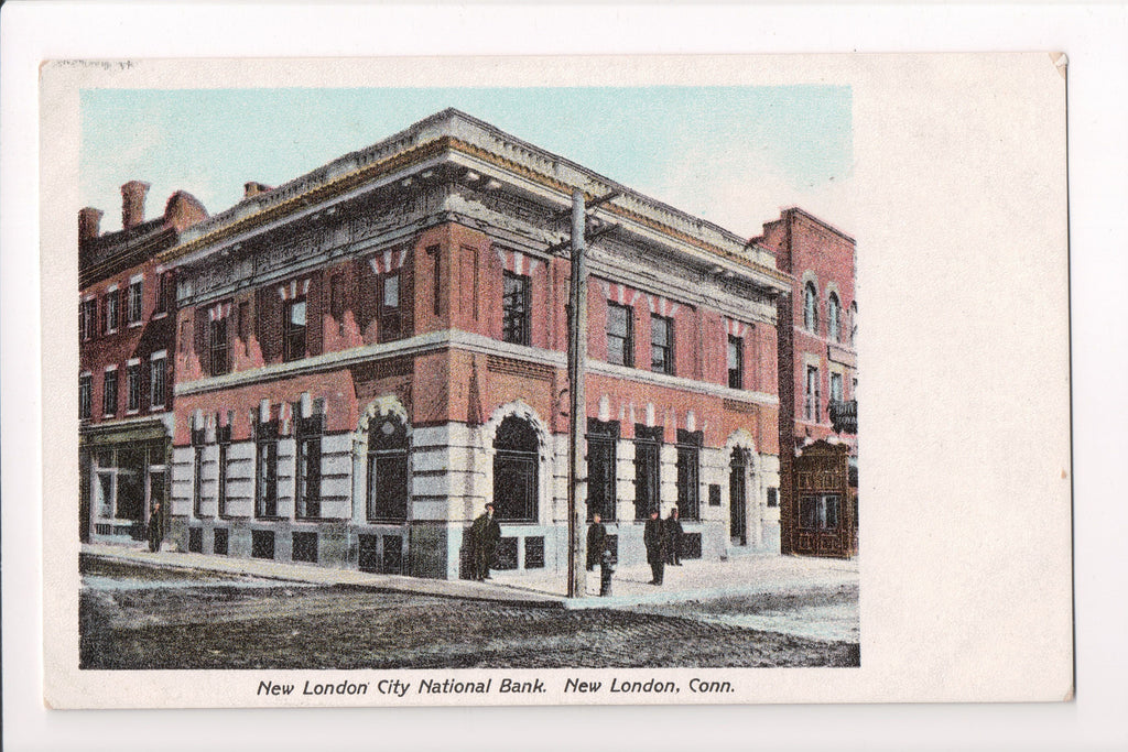 CT, NEW LONDON - City National Bank closeup - E A Bardol postcard - I03197