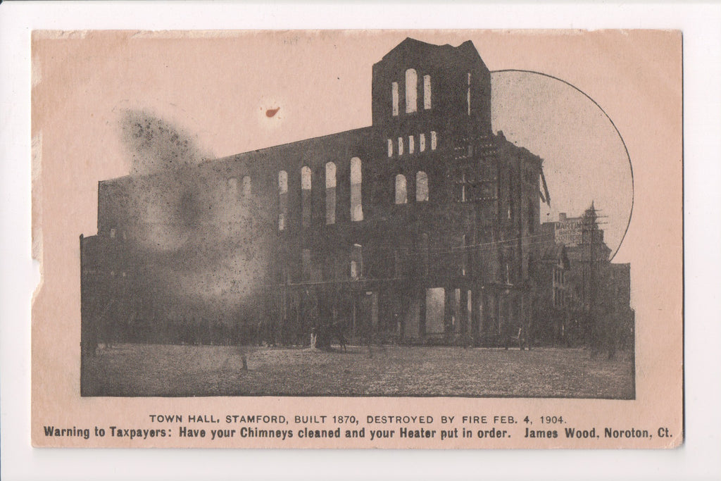 CT, Stamford - Town Hall built 1870 destroyed by fire 1904 - 400484