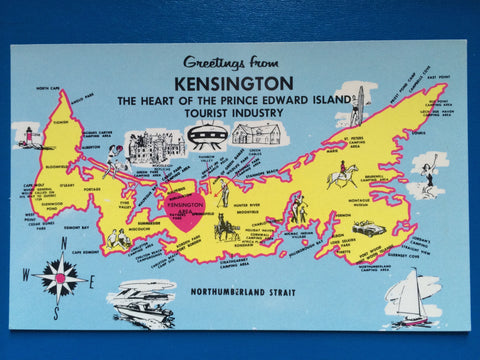 Canada - Kensington, PE - Greetings from, Map of - C-0052