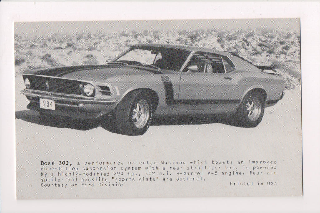 Car Exhibit Card - BOSS 302 Mustang - Ford - sw0046