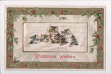 Animal - Cat or cats postcard - cat family in bed - silk Winsch back - 400266