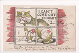 Animal - Cat or cats postcard - I CAN'T COME OUT - bandages on cat - A06575
