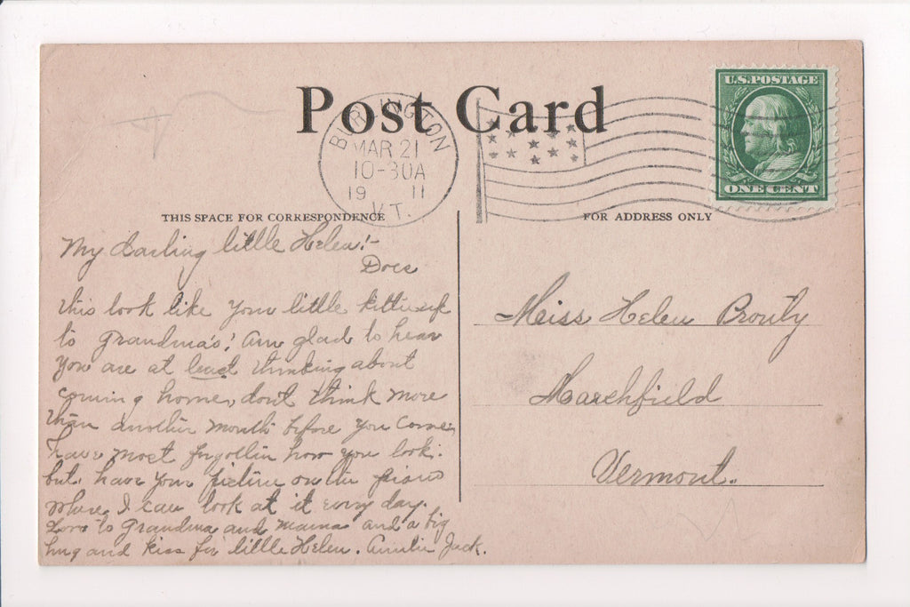 pm FLAG KILLER - VT, Burlington - 1911 cancel - A06747