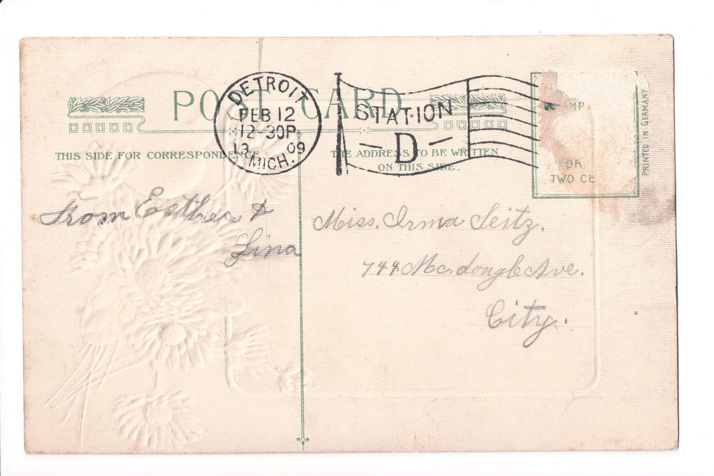 pm FLAG KILLER - MI, Detroit - 1909 cancel - STATION D - A06785