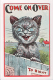 Animal - Cat or cats postcard - COME ON OVER - comic cat buck teeth - F09030