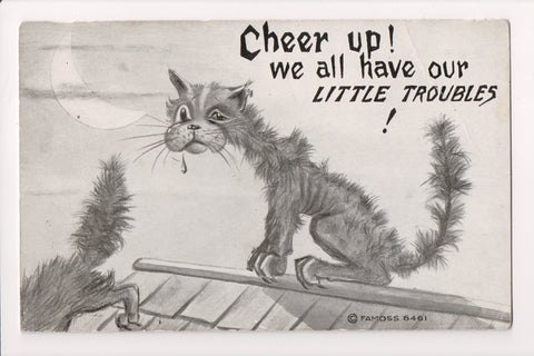 Animal - Cat or cats postcard - Cheer up!! F A Moss postcard - VT0026