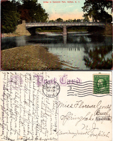 NY, BUFFALO - Cazenovia Park bridge - 1911 postcard - D04141