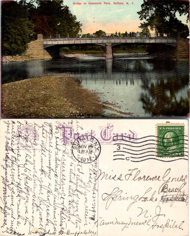 NY, Buffalo - Cazenovia Park bridge - 1911 postcard - D04141