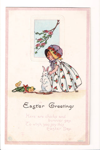 Easter - Girl, Bunny, chicks - Light Purple edges - D04146