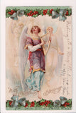Xmas postcard - Christmas - Angel playing harp - D04283