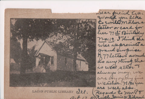 IL, LACON - PUBLIC LIBRARY - @1907 postcard - D04422