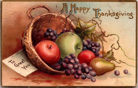Thanksgiving - Happy Thanksgiving - Fruit basket - Ellen Clapsaddle - D04437