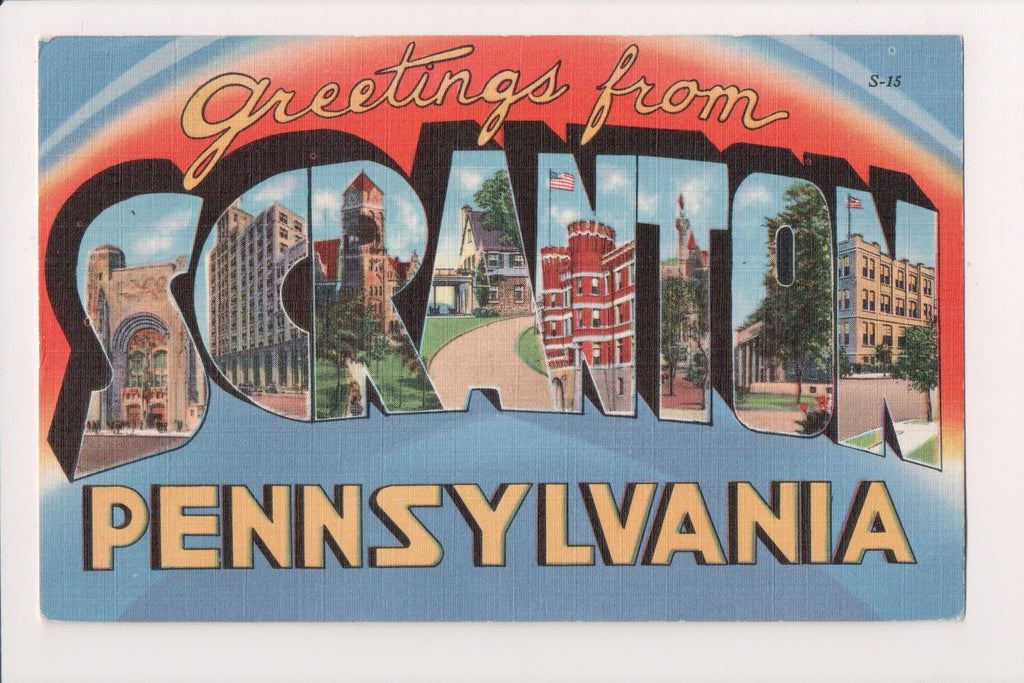 PA, SCRANTON - Greetings from - Linen - Mebane Card - D05500