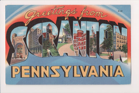 PA, SCRANTON - Greetings from - Linen - Mebane Card - D05500