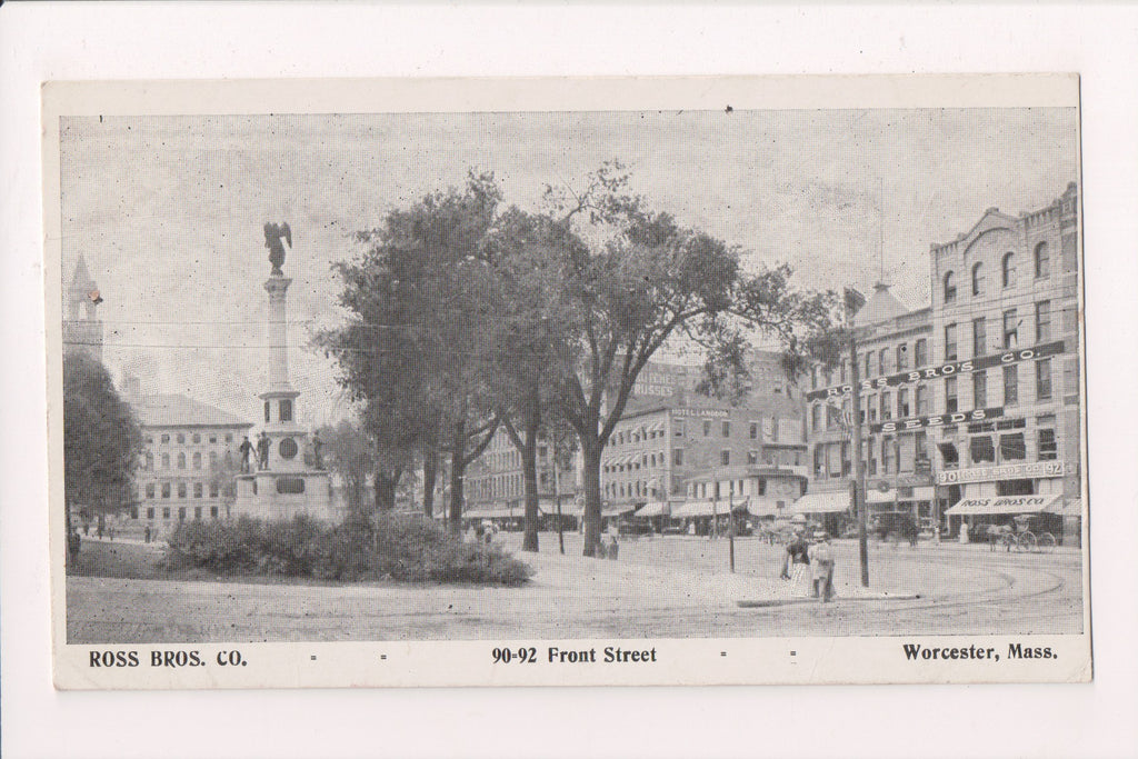 MA, Worcester - Ross Bros Seed Co, Hotel Langdon signs - D05575