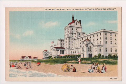 SC, Myrtle Beach - OCEAN FOREST Hotel from Beach - 1943 postcard - D05580