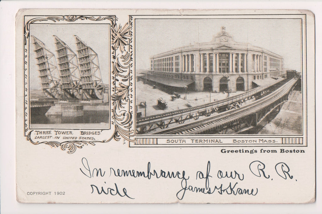 MA, BOSTON - Greetings from - 3 tower bridges, South Terminal - D06174