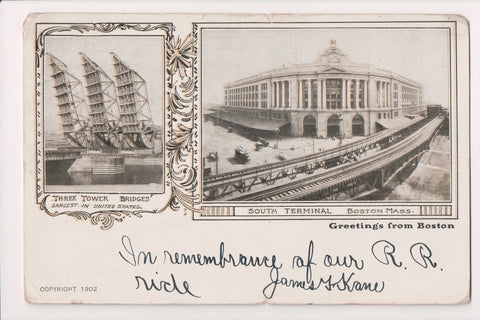 MA, Boston - Greetings from - 3 tower bridges, South Terminal - D06174