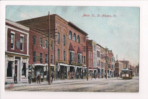 VT, ST ALBANS - Main St - S S Watson? sign - vintage postcard - D06221