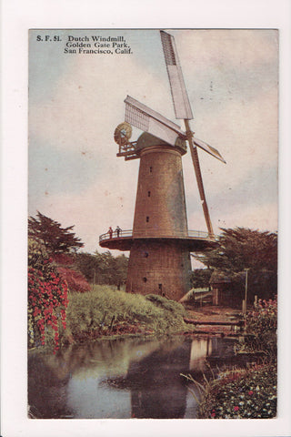 CA, SAN FRANCISCO - Golden Gate Park, dutch windmill postcard - D07031