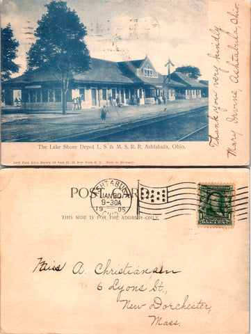 OH, ASHTABULA - Lake Shore Depot LS & MS RR - cyanotype? - D07096