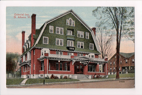 VT, ST ALBANS - Colonial Inn closeup - @1914 Flag cancel - D07246
