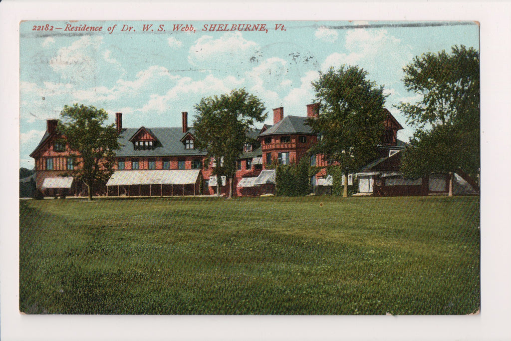 VT, SHELBURNE - Dr W S Webb residence - 1907 postcard - D08191
