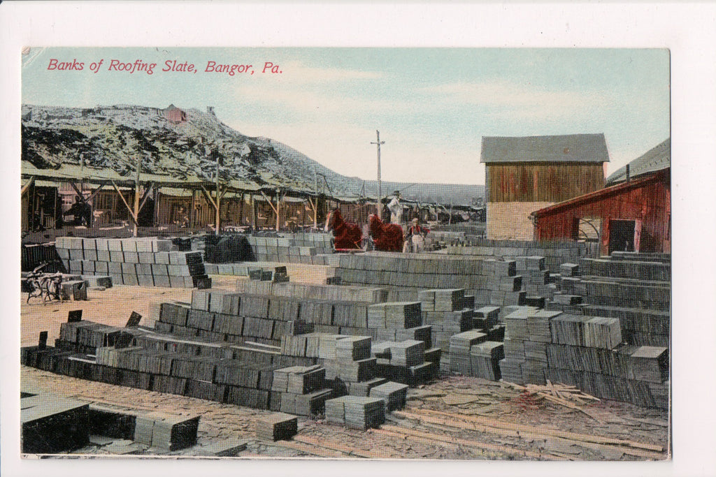 PA, Bangor - Roofing Slate yard, 1912 postcard - D08245