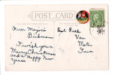 Xmas - Santa lighting candles on christmas tree - @1932 postcard - D08285