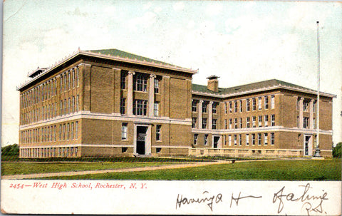 NY, Rochester - West High School - 1907 postcard - D17103