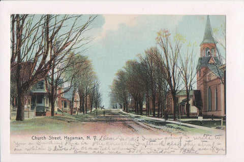 NY, Hagaman - Church Street postcard - D17283