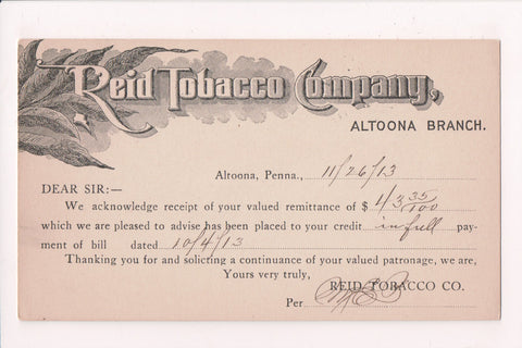 PA, Altoona - Reid Tobacco Co Advertising / Correspondence - D17434