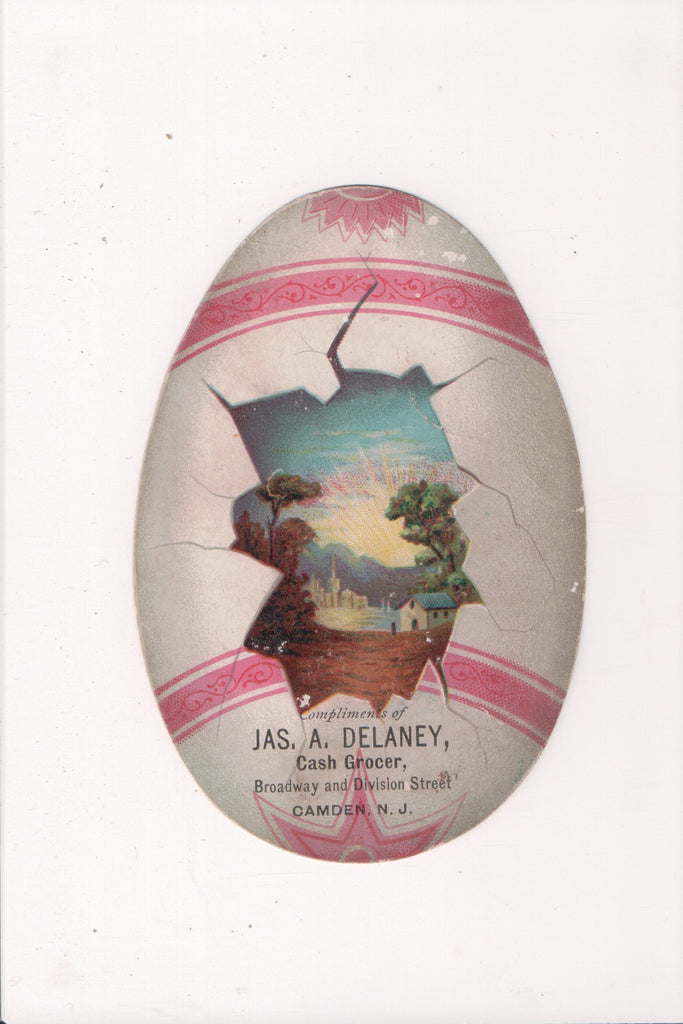NJ, Camden - Egg Shape Jas A Delaney Grocer - trade card - D17461