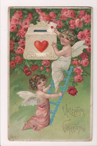 Valentine postcard - Valentine Greeting - angels mailing letter - D18028