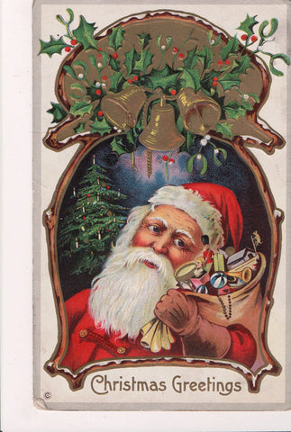 Xmas postcard - Christmas - Santa - with toys in sack - D18031