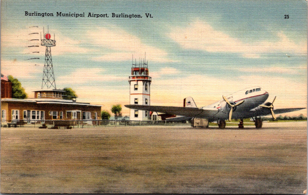 VT, BURLINGTON - Municipal Airport, terminal, tower, plane etc - D18139