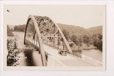 VT, Brattleboro - Gulf Bridge, old car, gas station - RPPC - D18141