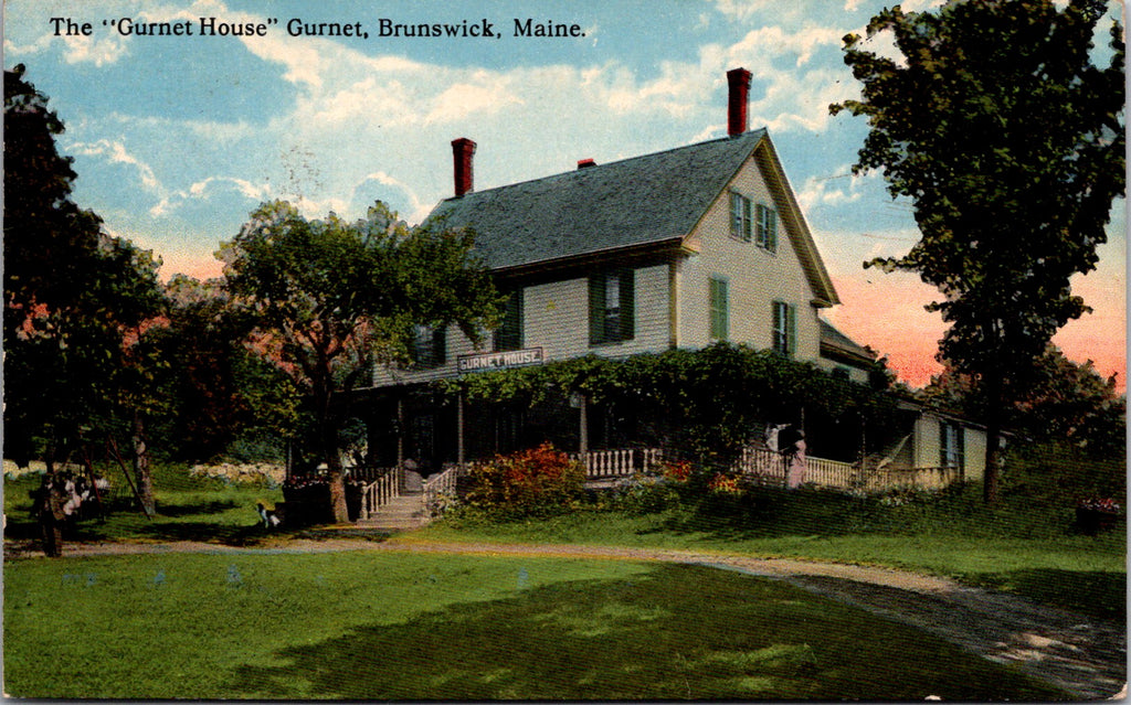ME, Brunswick - Gurnet House closeup - @1920 J F Snow postcard - DG0084