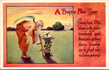 New Year - Old Father Time, scythe, sun dial postcard - DG0190