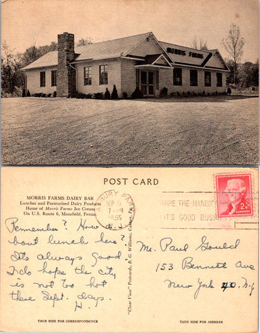 PA, Mansfield - Morris Farms Dairy Bar - 1955 postcard - DG0260