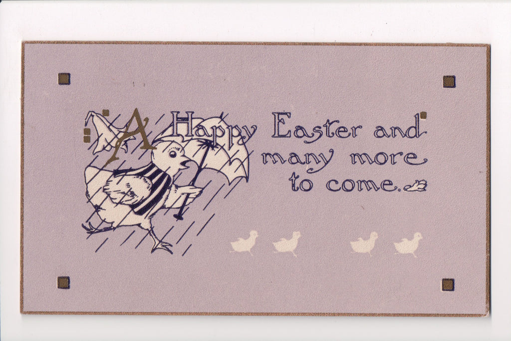 Easter - Humanized Chicken wearing a vest, carrying umbrella - A M Davis - w0019