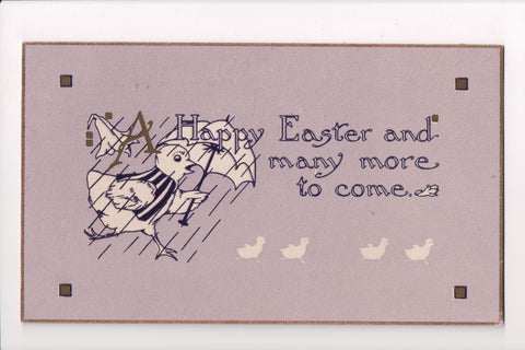 Easter - Humanized Chicken wearing a vest, carrying umbrella - A M Davis - w0019