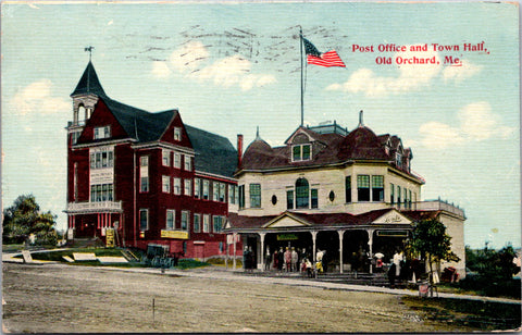 ME, Old Orchard Beach - Post Office, Town Hall etc - 1911 postcard - E04043