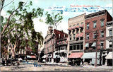 CT, Stamford - Park Row buildings, Essex Market sign - postcard - E04073