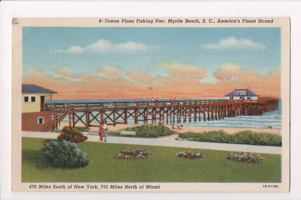 SC, Myrtle Beach - OCEAN PLAZA Fishing Pier - @1948 postcard - E05062