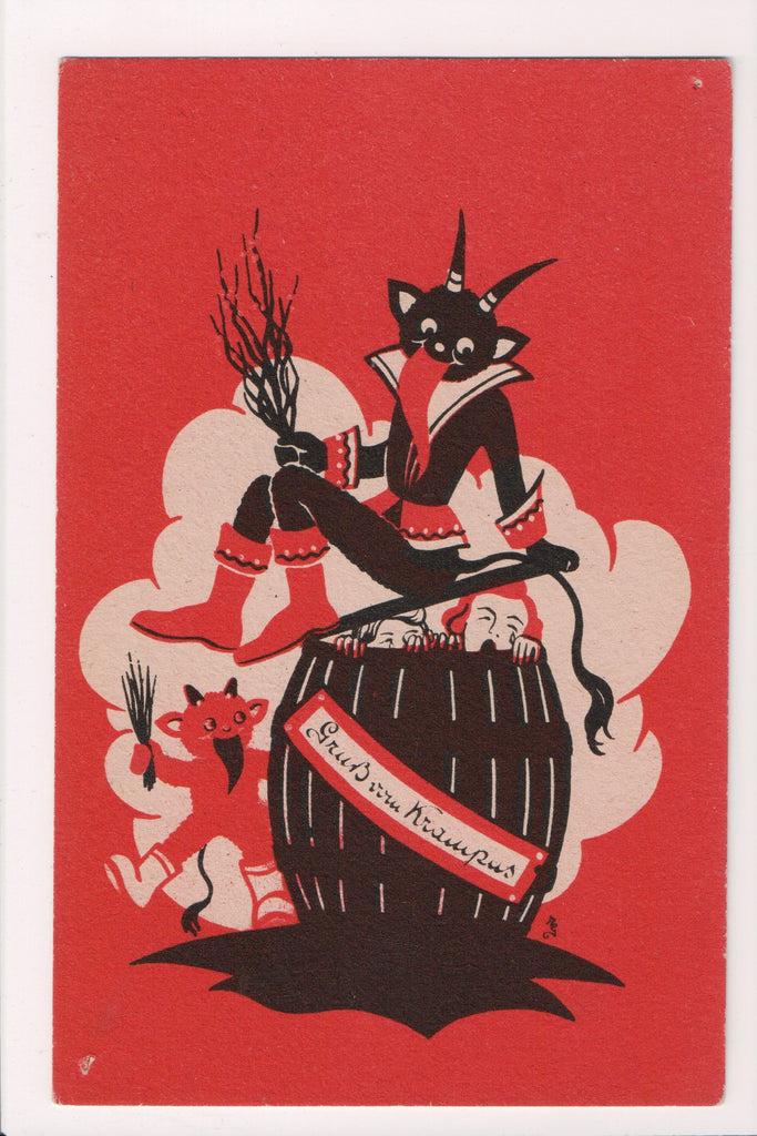 Xmas postcard - Gruss vom Krampus - barrel of kids - E05067