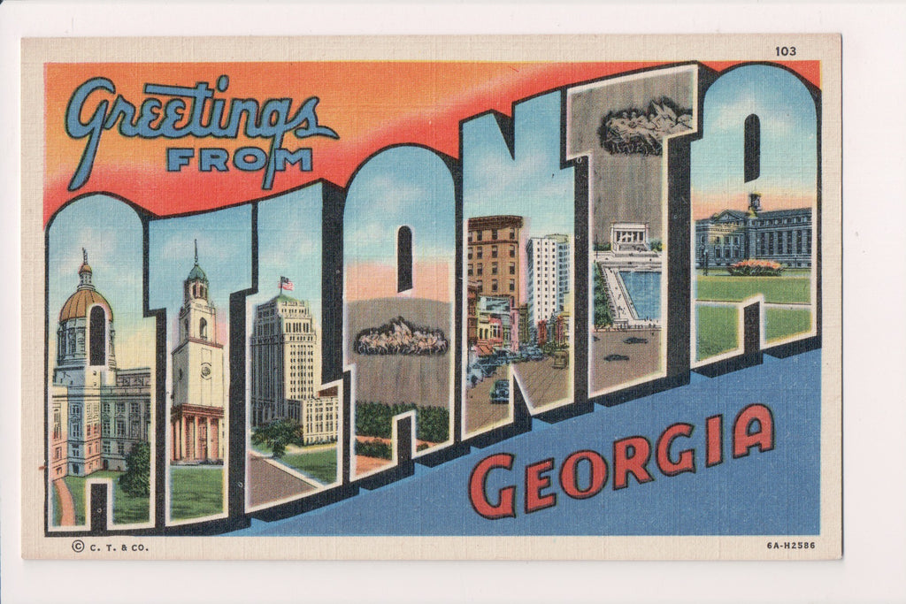 GA, Atlanta - Large Letter greetings - Curt Teich - E05181