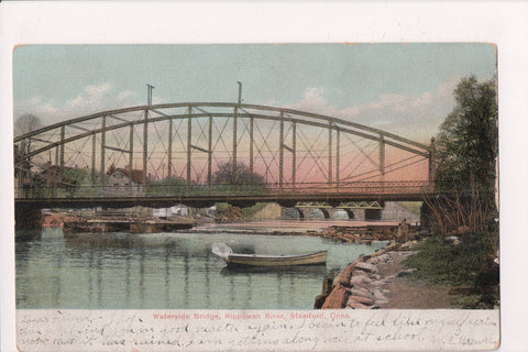 CT, Stamford - Waterside Bridge, buildings postcard - E09015