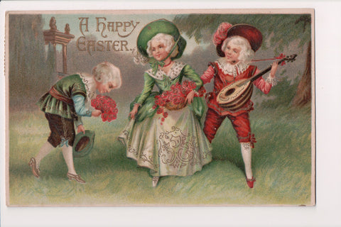 Easter - Colonial Dressed white haired, musical instrument - E09089