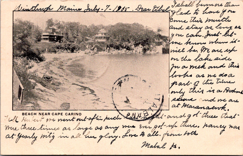 ME, Maranacook? - shoreline near Cape Carino - old postcard - E10120